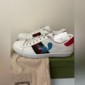 NIB GUCCI Men\'s Freya Hartas Ace Sneaker In White Leather Size US 10.5 G 10 Gucci | Shoes | Nib Gucci Mens Freya Hartas Ace Sneaker In  main image 3